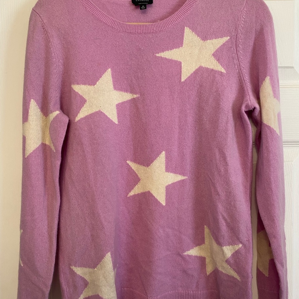 Talbots Lavender Star Pattern Cashmere Sweater